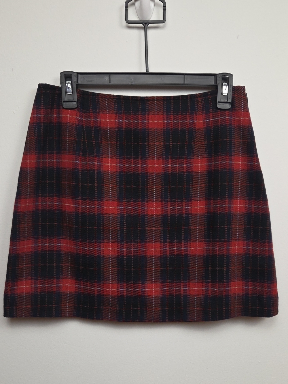 Vintage 90s Wool Made In Italy Red Black Plaid Schoolgirl Academia Preppy Skirt